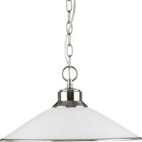 Opal Glass One-Light Brushed Nickel Traditional Pendant Light - Dry Location Listed