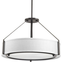 Ratio Collection Four-Light Antique Bronze Fabric Shade Coastal Pendant Light - Dry Location Listed
