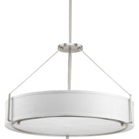 Ratio Collection Six-Light Brushed Nickel Fabric Shade Coastal Pendant Light - Dry Location Listed