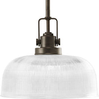 Archie Collection One-Light Venetian Bronze Clear Prismatic Glass Coastal Pendant Light - Dry Location Listed