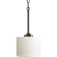 Inspire Collection One-Light Antique Bronze Off-white Shade Traditional Mini-Pendant Light