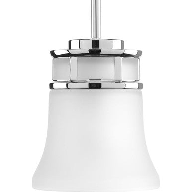 Cascadia Collection One-Light Polished Chrome Etched Glass Coastal Mini-Pendant Light - Dry Location Listed