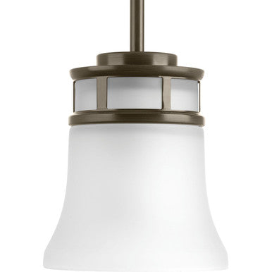 Cascadia Collection One-Light Antique Bronze Etched Glass Coastal Mini-Pendant Light - Dry Location Listed