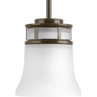 Cascadia Collection One-Light Antique Bronze Etched Glass Coastal Mini-Pendant Light - Dry Location Listed