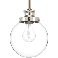 Penn Collection One-Light Polished Nickel Clear Glass Farmhouse Mini-Pendant Light - Dry Location Listed