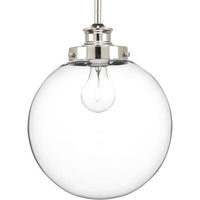 Penn Collection One-Light Polished Nickel Clear Glass Farmhouse Pendant Light - Dry Location Listed - Model P5328-104