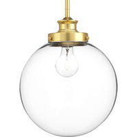 Penn Collection One-Light Natural Brass Clear Glass Farmhouse Pendant Light - Dry Location Listed - Model P5070-137