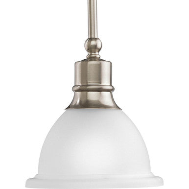 Madison Collection One-Light Brushed Nickel Etched Glass Traditional Mini-Pendant Light