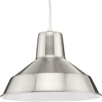 Metal Shade Collection One-Light Brushed Nickel Spun Metal Shade Farmhouse Pendant Light