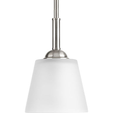 Arden Collection One-Light Brushed Nickel Etched Glass Farmhouse Mini-Pendant Light