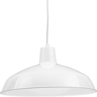 Metal Shade Collection One-Light White Spun Metal Shade Farmhouse Pendant Light