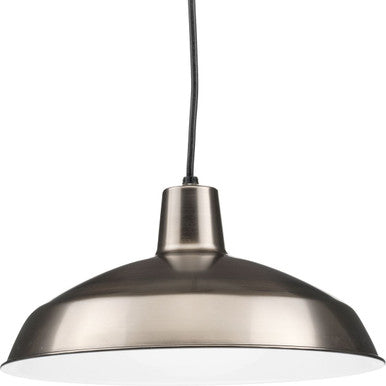 Metal Shade Collection One-Light Venetian Bronze Spun Metal Shade Farmhouse Pendant Light - Damp Location Listed