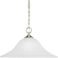 Trinity Collection One-Light Brushed Nickel Etched Glass Traditional Pendant Light - Dry Location Listed