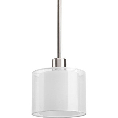 Invite Collection One-Light Brushed Nickel White Mylar Shade New Traditional Mini-Pendant Light - Dry Location Listed