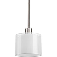 Invite Collection One-Light Brushed Nickel White Mylar Shade New Traditional Mini-Pendant Light - Dry Location Listed