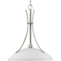 Wisten Collection One-Light Brushed Nickel Etched Glass Modern Pendant Light - Dry Location Listed