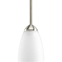 Gather Collection One-Light Brushed Nickel Etched Glass Traditional Mini-Pendant Light