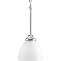 Heart Collection One-Light Brushed Nickel Etched Glass Traditional Mini-Pendant Light