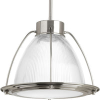 Prismatic Glass LED Collection One-Light Brushed Nickel Prismatic Glass Coastal Pendant Light - Dry Location Listed