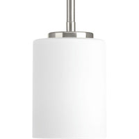 Replay Collection One-Light Brushed Nickel Etched White Glass Modern Mini-Pendant Light