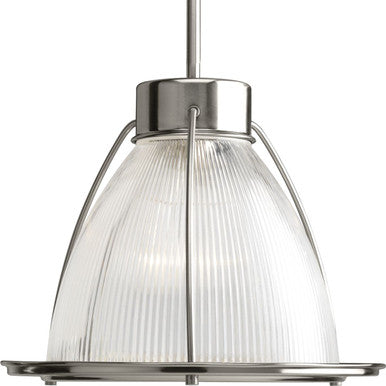 Prismatic Glass Collection One-Light Brushed Nickel Clear Prismatic Glass Coastal Mini-Pendant Light - Dry Location Listed - Model P5182-09