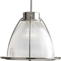 Prismatic Glass Collection One-Light Brushed Nickel Clear Prismatic Glass Coastal Mini-Pendant Light - Dry Location Listed - Model P5183-09