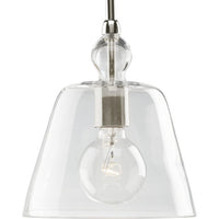 Clear Glass One-Light Polished Nickel Coastal Mini-Pendant Light - Dry Location Listed