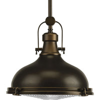 Fresnel Lens Collection One-Light Oil Rubbed Bronze Fresnel Glass Coastal Pendant Light - Damp Location Listed
