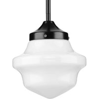 School House Pendant Collection One-Light Matte Black Opal Glass Coastal Mini-Pendant Light - Dry Location Listed