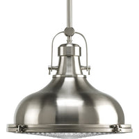 Fresnel Lens Collection One-Light Brushed Nickel Fresnel Glass Coastal Pendant Light - Dry Location Listed