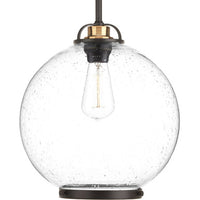 Chronicle Collection One-Light Antique Bronze Clear Seeded Opal Etched Glass Coastal Pendant Light - Dry Location Listed
