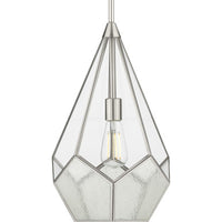 Cinq Collection One-Light Brushed Nickel Clear Glass Global Pendant Light - Dry Location Listed