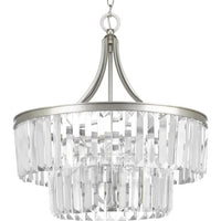 Glimmer Collection Five-Light Silver Ridge Clear Glass Luxe Pendant Light - Dry Location Listed