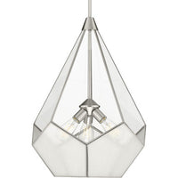 Cinq Collection Three-Light Brushed Nickel Clear Glass Global Pendant Light - Dry Location Listed