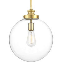 Penn Collection One-Light Natural Brass Clear Glass Farmhouse Pendant Light - Dry Location Listed - Model P5328-137