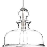 Staunton Collection One-Light Brushed Nickel Clear Glass Global Pendant Light - Dry Location Listed - Model P5332-09