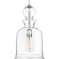 Staunton Collection One-Light Brushed Nickel Clear Glass Global Pendant Light - Dry Location Listed - Model P5334-09
