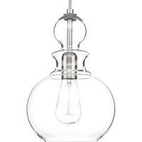 Staunton Collection One-Light Brushed Nickel Clear Glass Global Pendant Light - Dry Location Listed - Model P5334-09