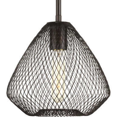 Mesh Collection One-Light Antique Bronze Farmhouse Pendant Light - Dry Location Listed - Model P5337-20