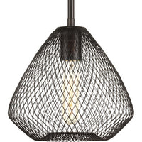 Mesh Collection One-Light Antique Bronze Farmhouse Pendant Light - Dry Location Listed - Model P5337-20
