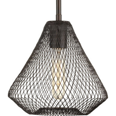 Mesh Collection One-Light Antique Bronze Farmhouse Pendant Light - Dry Location Listed - Model P5338-20