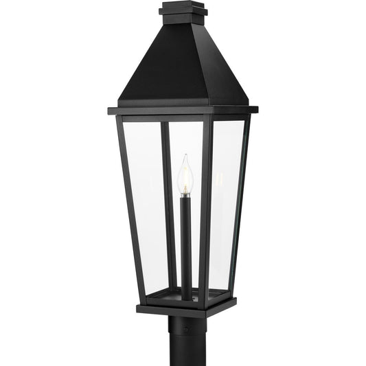 Progress Lighting Outdoor Light - Richmond Hill Collection One-Light Textured Black Clear Glass Modern Farmhouse Outdoor Post Light - Model P540106-031