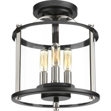 Squire Collection Three-Light Semi-Flush Convertible - Damp Location Listed - Model P550011-031