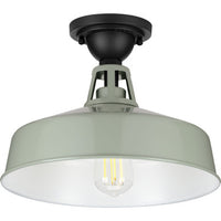Cedar Springs Collection Pistachio One-Light Farmhouse Semi-Flush Mount - Damp Location Listed