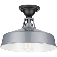 Cedar Springs Collection Metallic Gray One-Light Farmhouse Semi-Flush Mount - Damp Location Listed