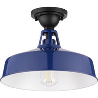 Cedar Springs Collection Navy One-Light Farmhouse Semi-Flush Mount - Damp Location Listed