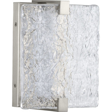 LED Stone Glass Sconce Collection Brushed Nickel ADA Wall Sconce - Damp Location Listed