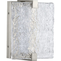 LED Stone Glass Sconce Collection Brushed Nickel ADA Wall Sconce - Damp Location Listed