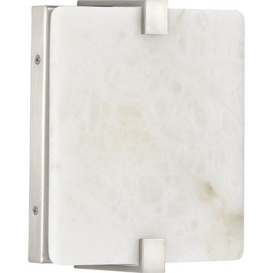 LED Alabaster Stone Brushed Nickel ADA Wall Sconce - Damp Location Listed