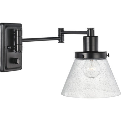 Hinton Collection Black Swing Arm Wall Light - Damp Location Listed - Model P710095-031
